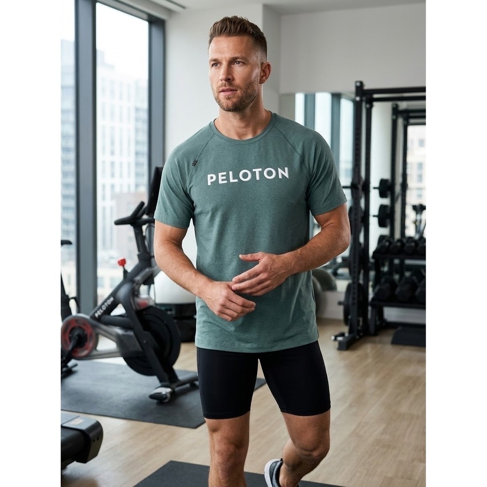 Rhone x Peloton Mens Reign Training T-Shirt Green Heather Medium 100816
